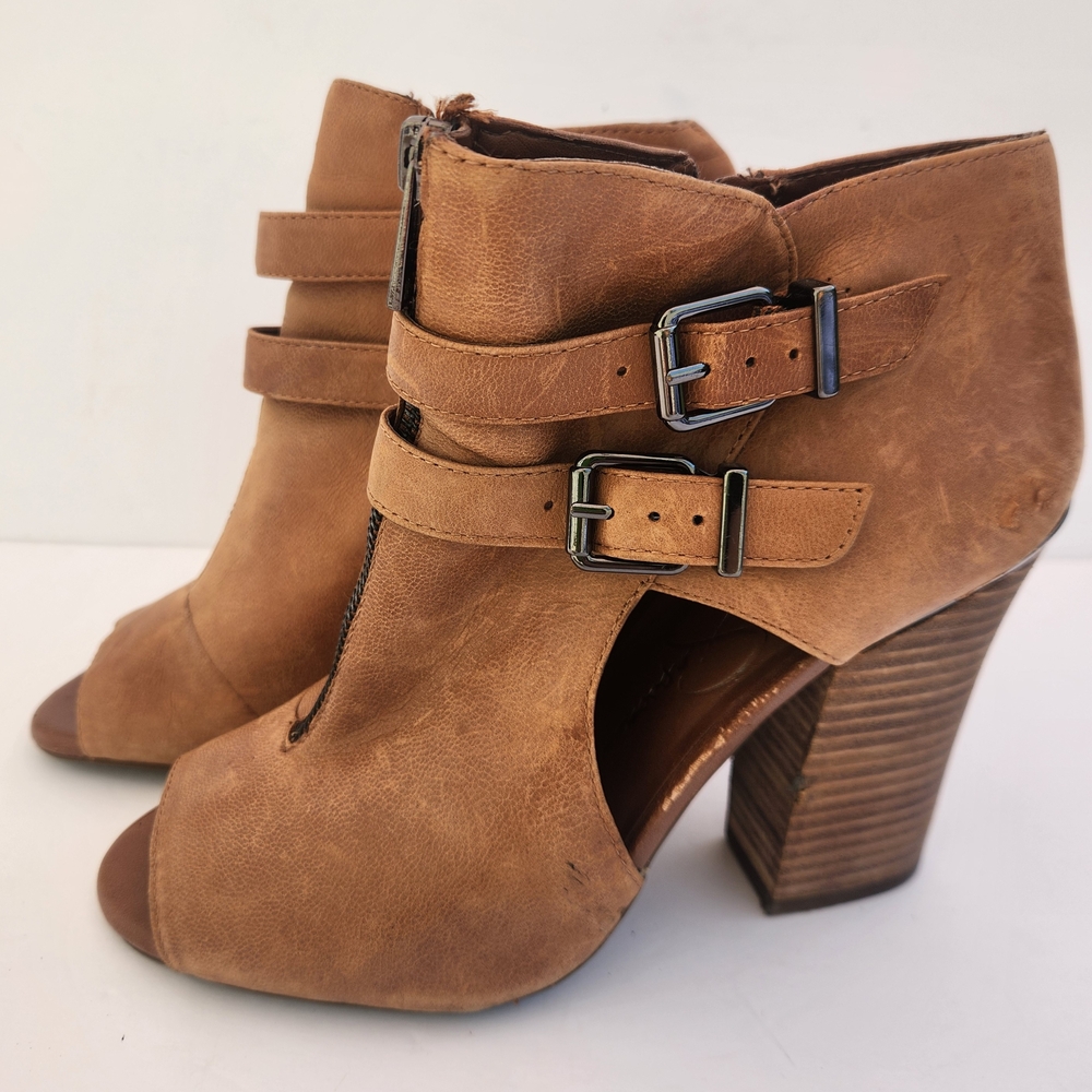 Jessica Simpson Tan Ankle Booties with Double Buckle